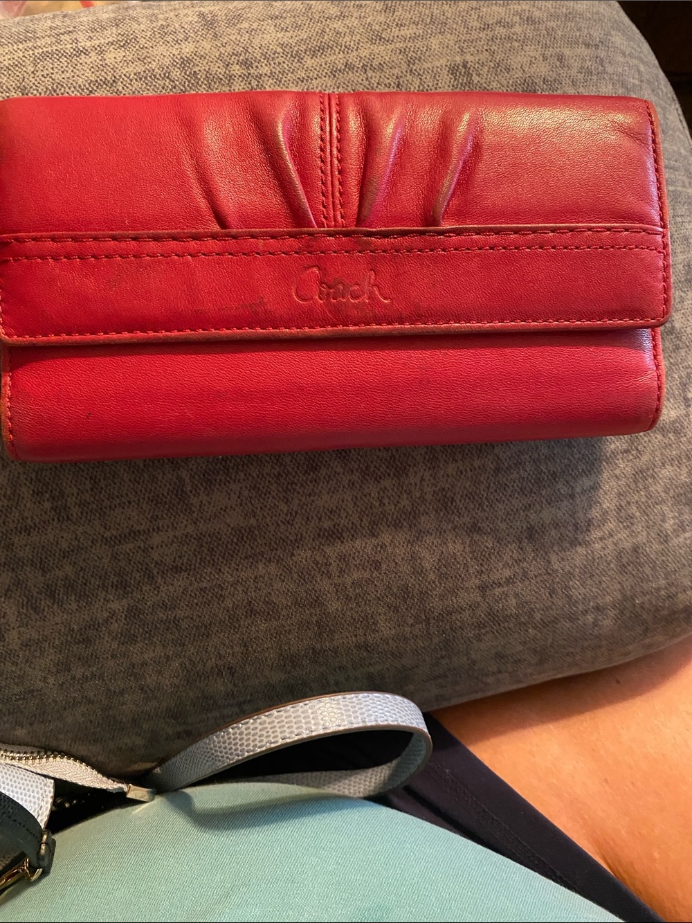 Coach Red Leather Fold-Over Wallet